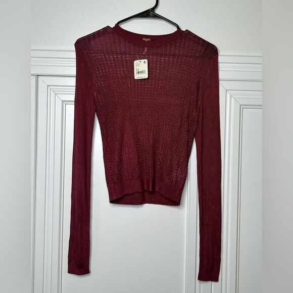 Free People H2O Crew Pullover Raw Garnet Size XS NWT - Picture 2 of 5